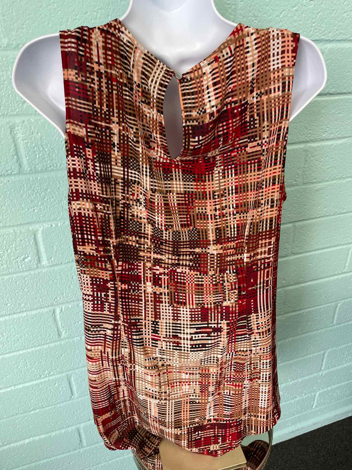 White House Black Market Size L Red & Brown Sleeveless