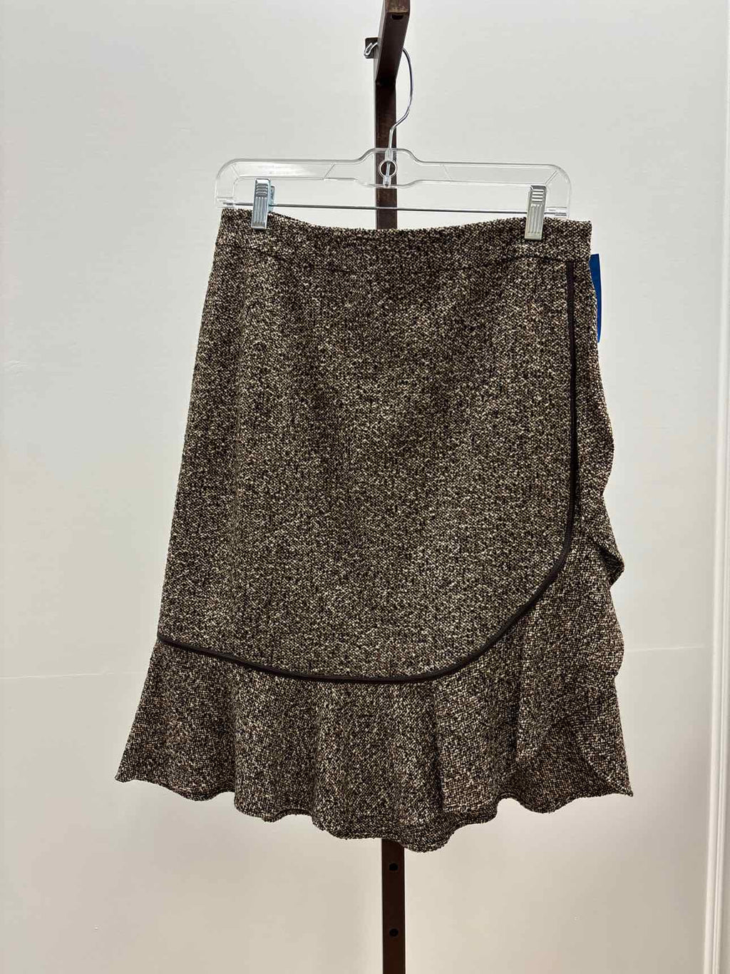 Elie Tahari Size 6 Brown & Beige Wool Skirt
