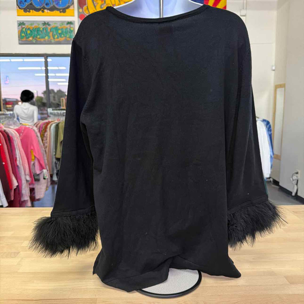 Anne Klein Feather Trim Sweater