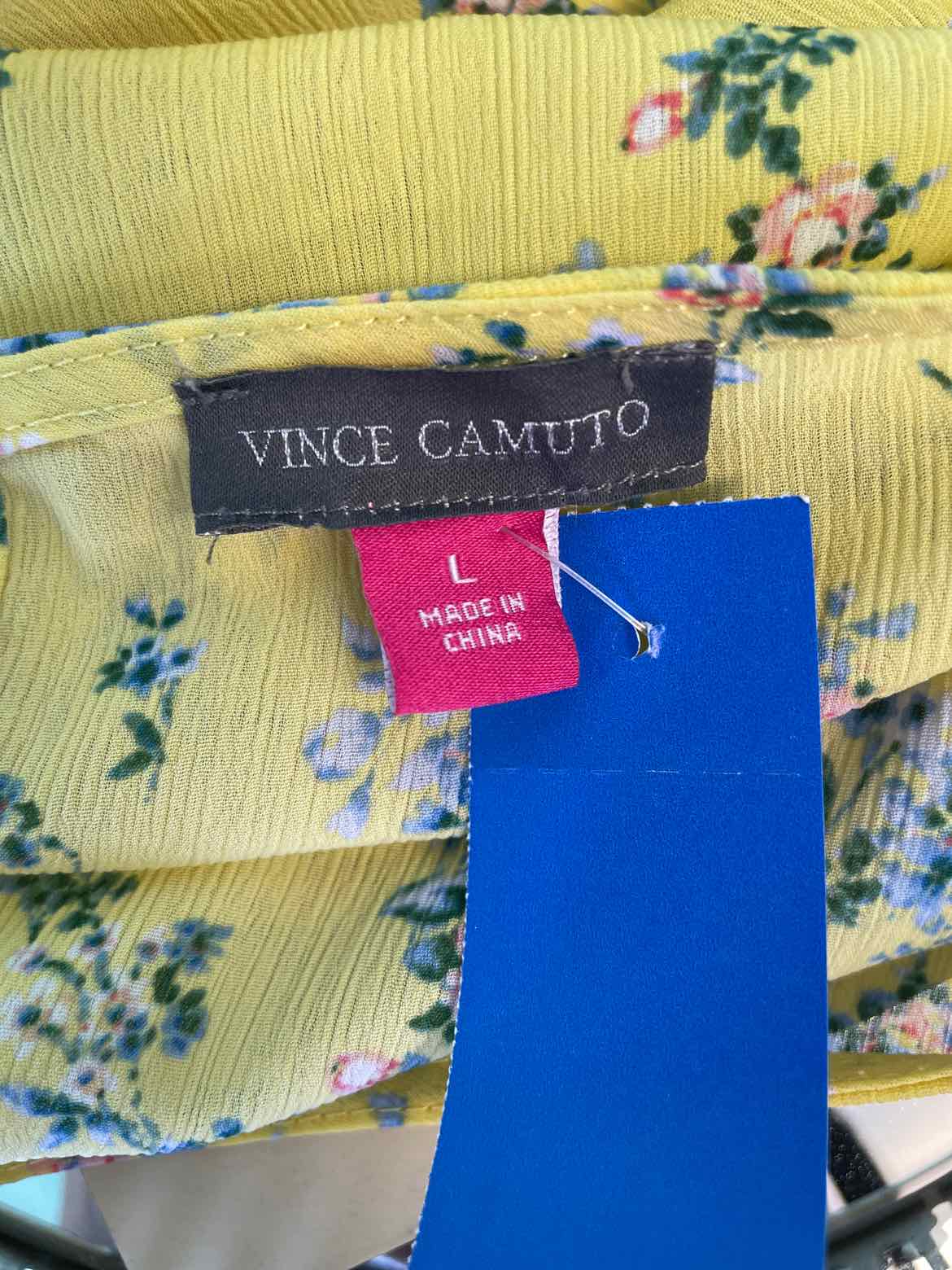 Vince Camuto Size L Yellow & Blue Blouse