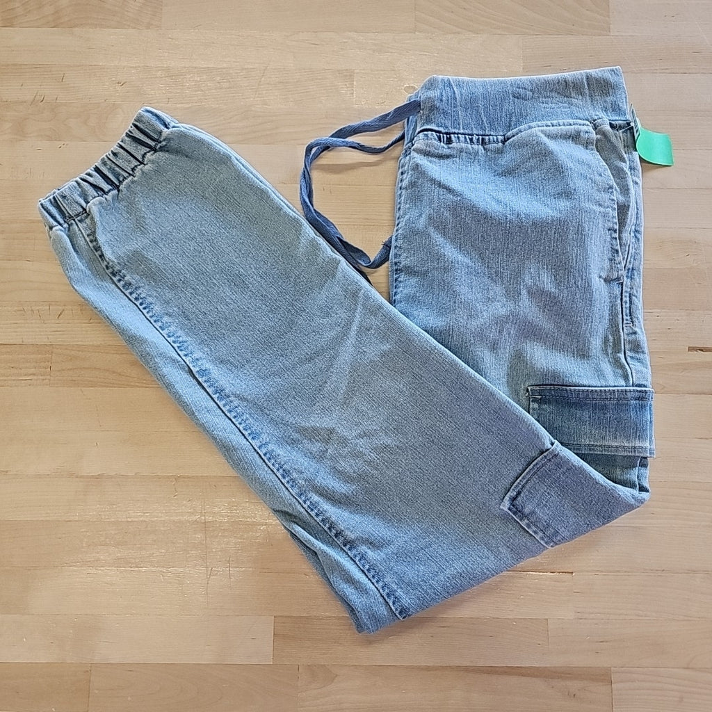 Tinseltown Juniors' High Rise Sporty Utility Jogger Pants - Light Wash - S