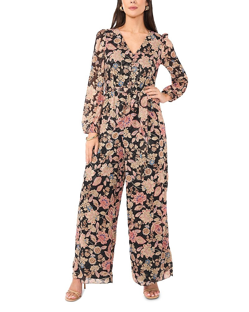 Vince Camuto V Neck Tie Waist Jumpsuit
