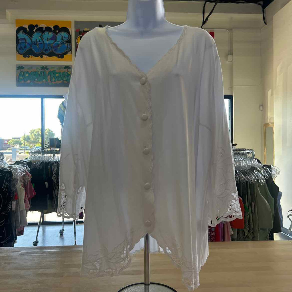 Soft Surroundings Size L White Preloved Blouse LS
