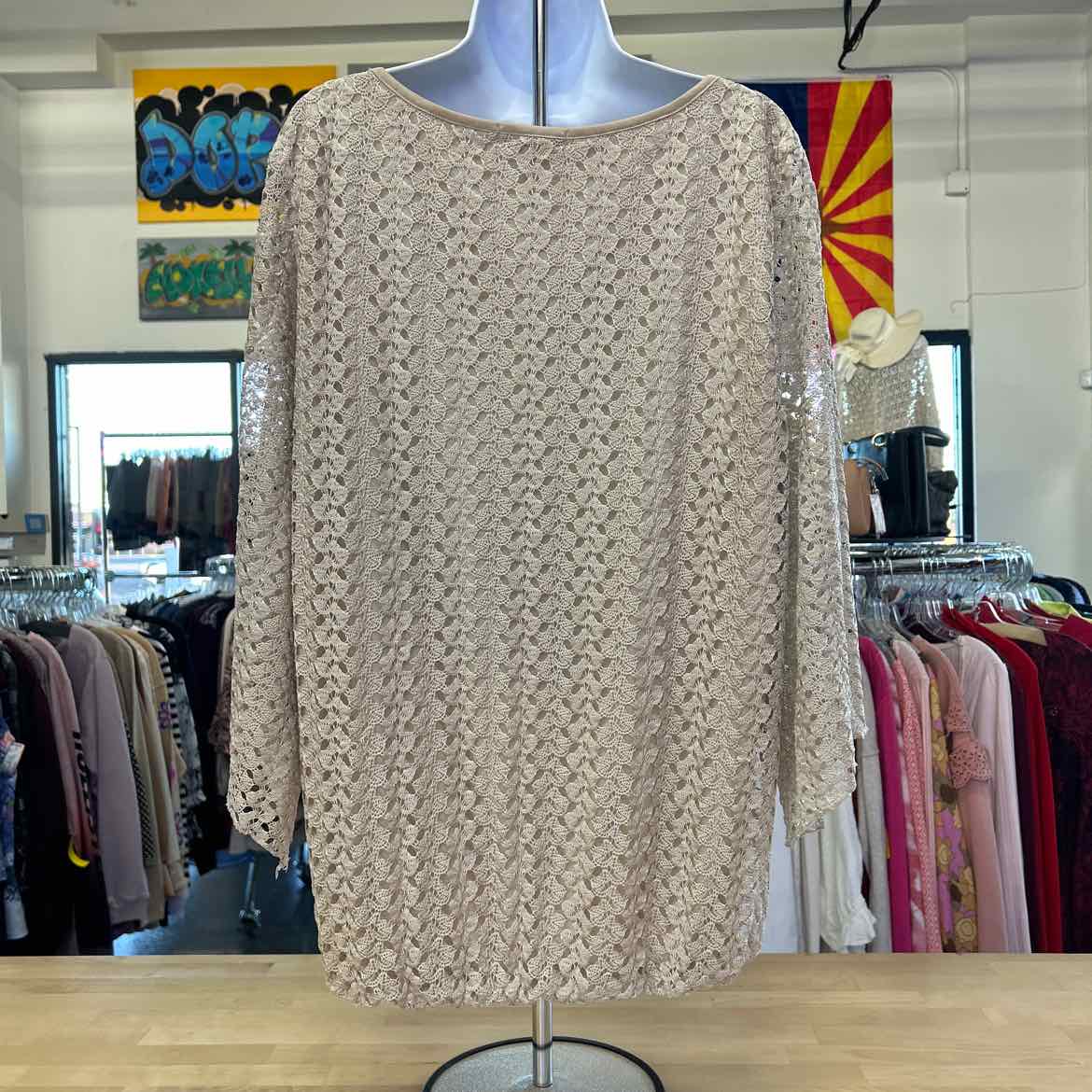 Roz & Ali Size 2X Beige Lace Preloved Blouse
