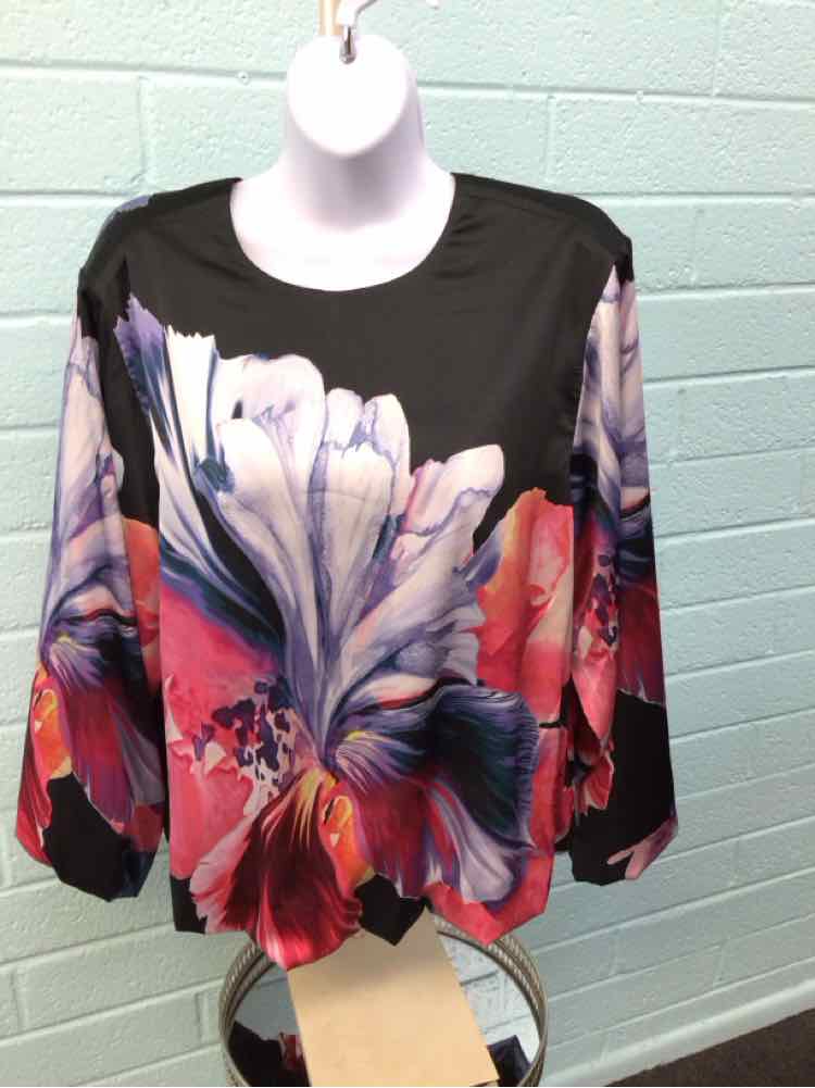 Chico's Size 1.50 (10) Black & Pink Blouse