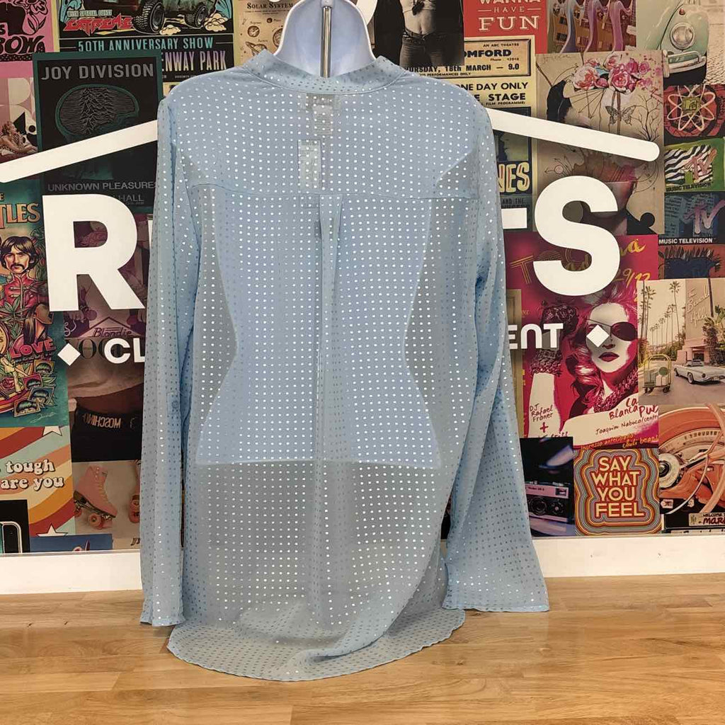 Impact Size M Blue Silver Sheer Preloved Blouse LS