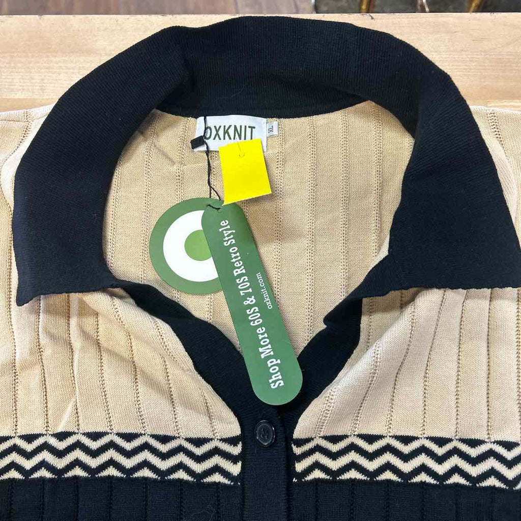 Oxknit Size XL Black Tan New Cardigan