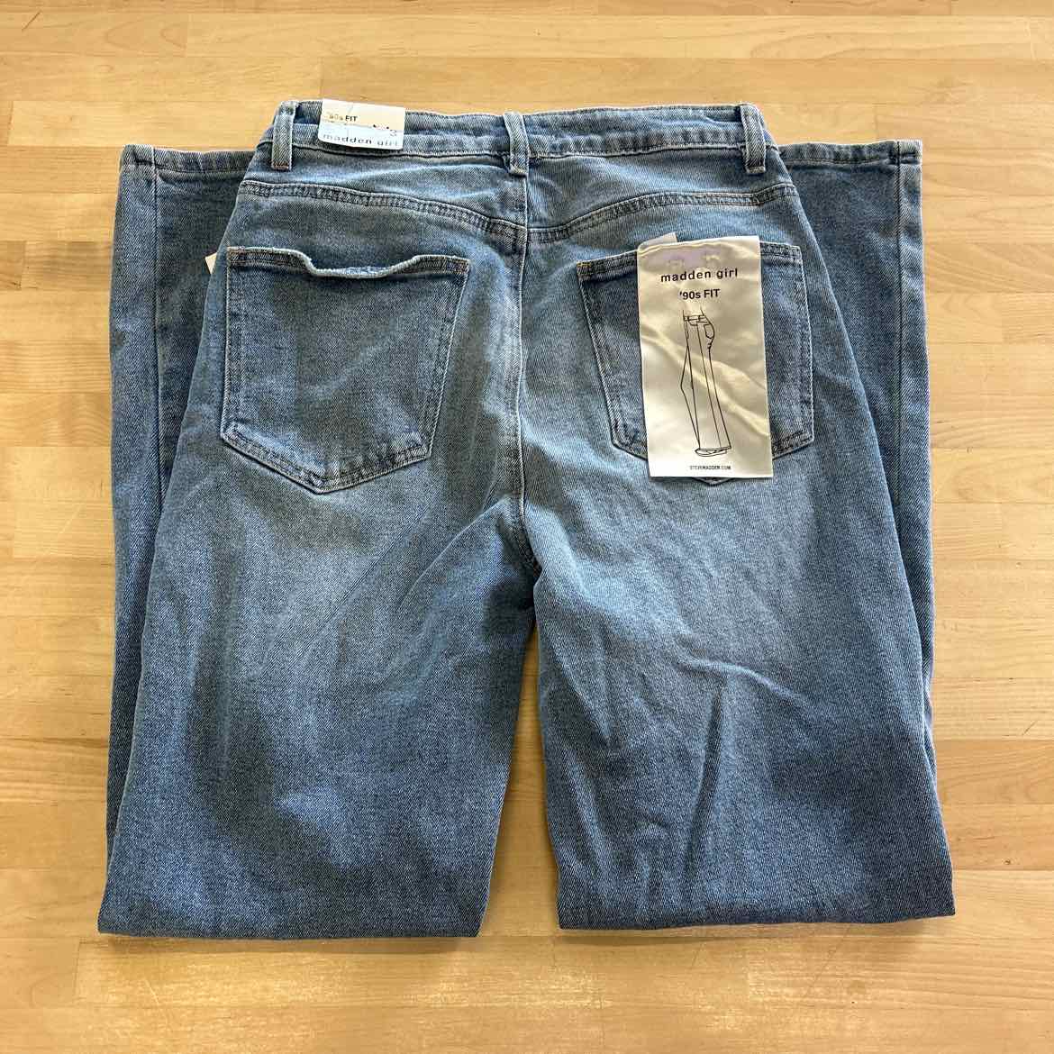 Madden Girl Juniors' Super High Rise Distressed 90s Wide Leg Jeans - Medium Wash