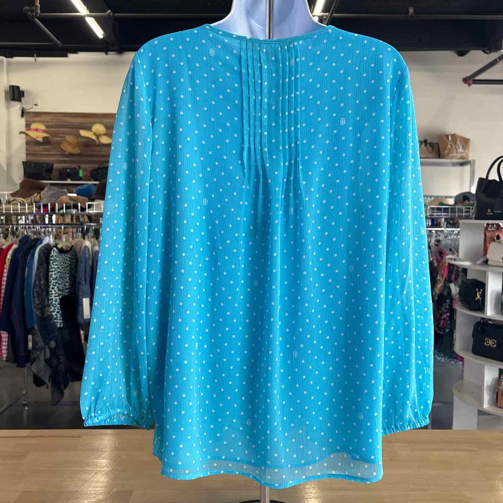 Tommy Hilfiger Size L Blue Preloved Blouse LS