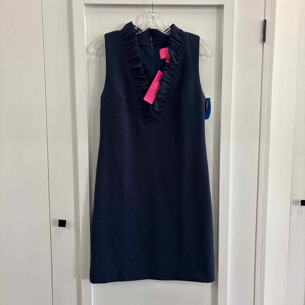 Lilly Pulitzer Size M  Tisbury Ruffled Sheath Dress, Navy Blue