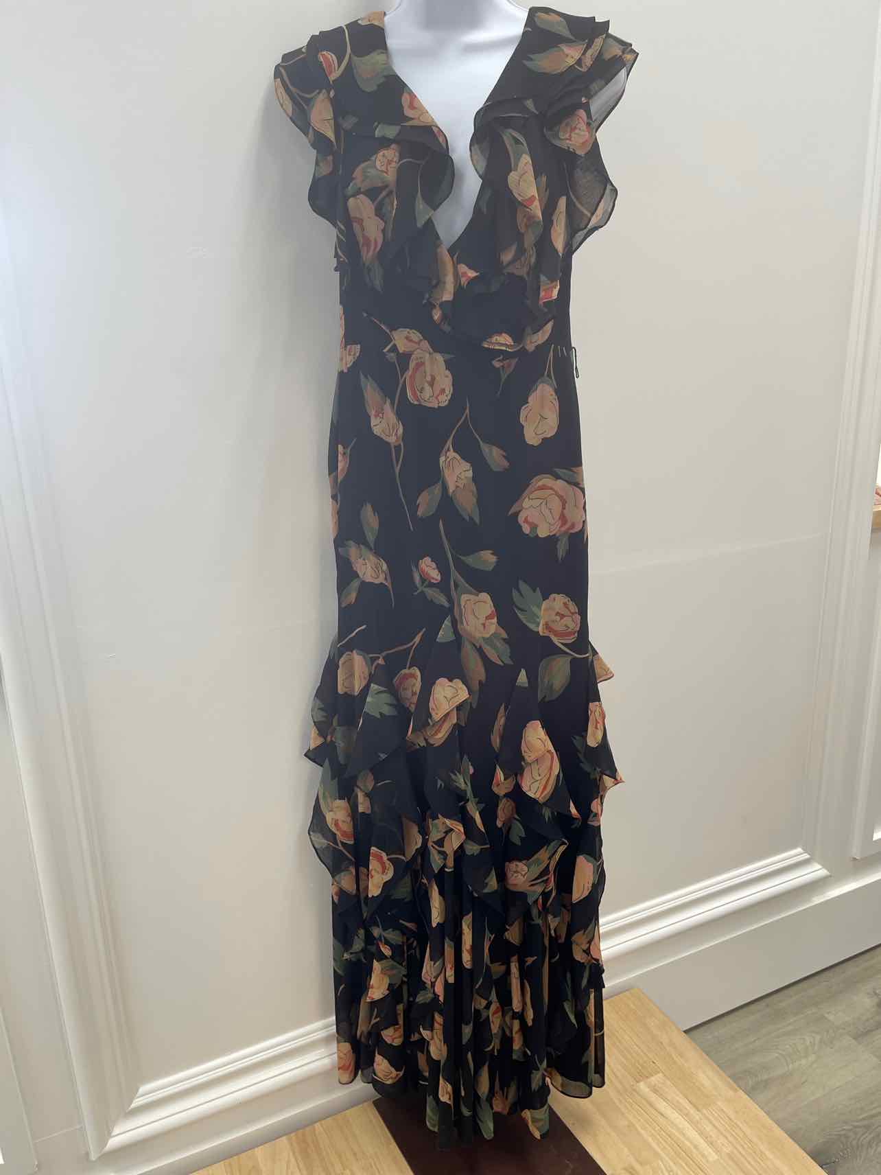 Lauren Ralph Lauren Women's Floral Ruffle-Trim Georgette Gown - Black Multi