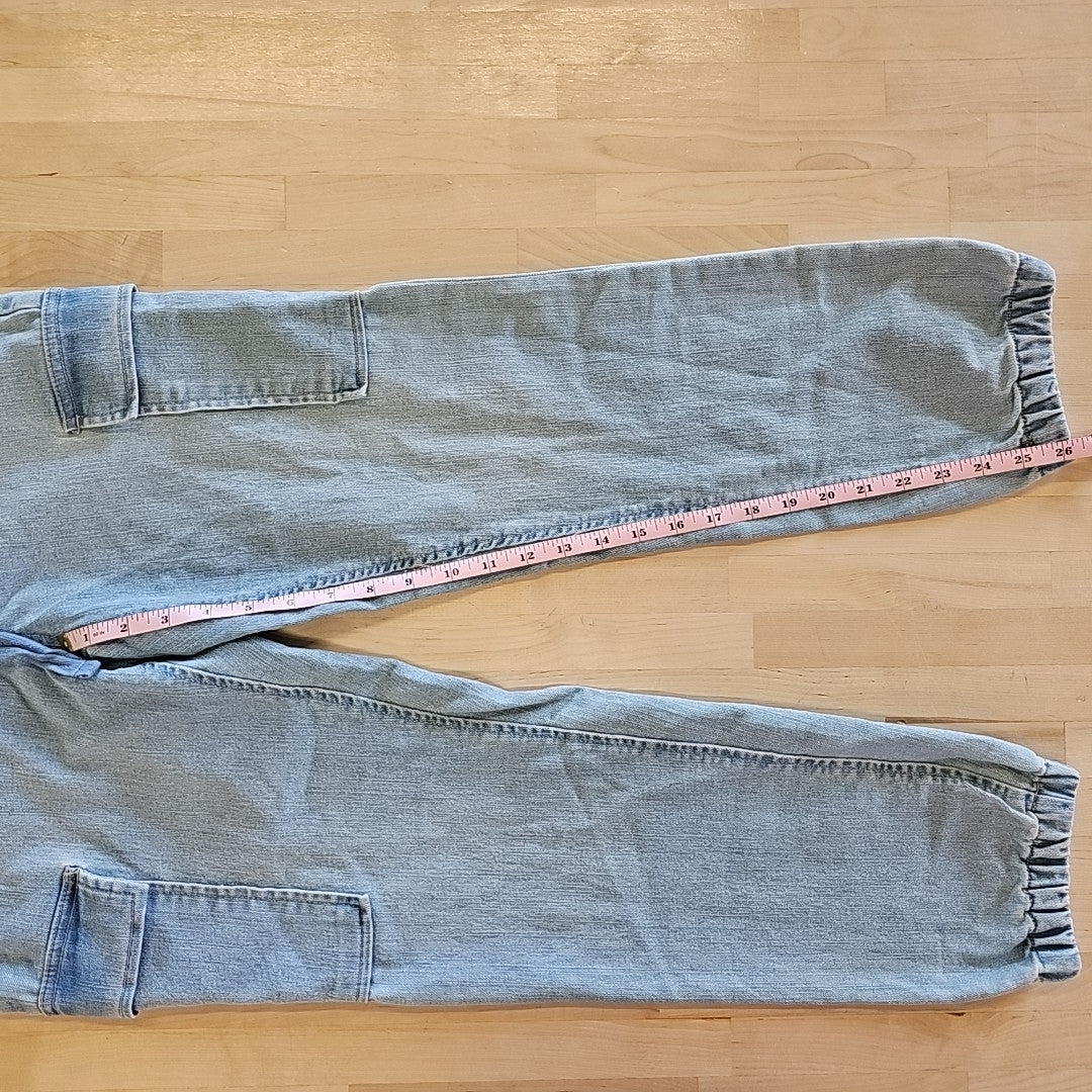 Tinseltown Juniors' High Rise Sporty Utility Jogger Pants - Light Wash - S