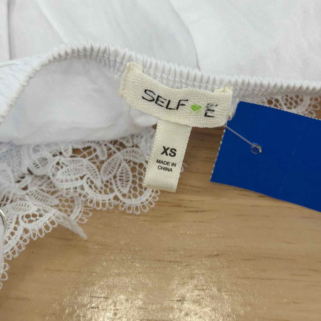 Self E Size XS Lace-Trim Embroidered Peplum Tank Top