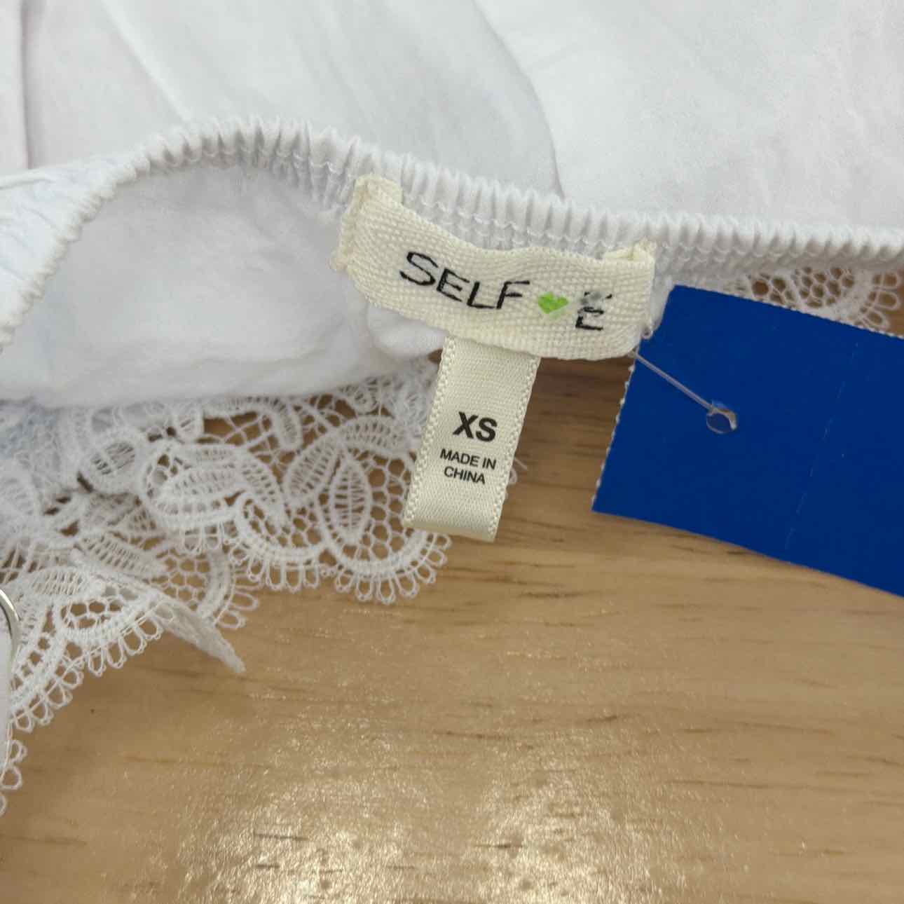 Self E Size XS Lace-Trim Embroidered Peplum Tank Top