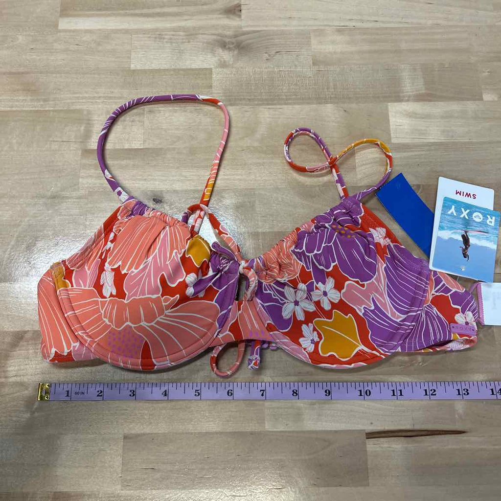 Roxy Size M Ruched Swim Bikini Top