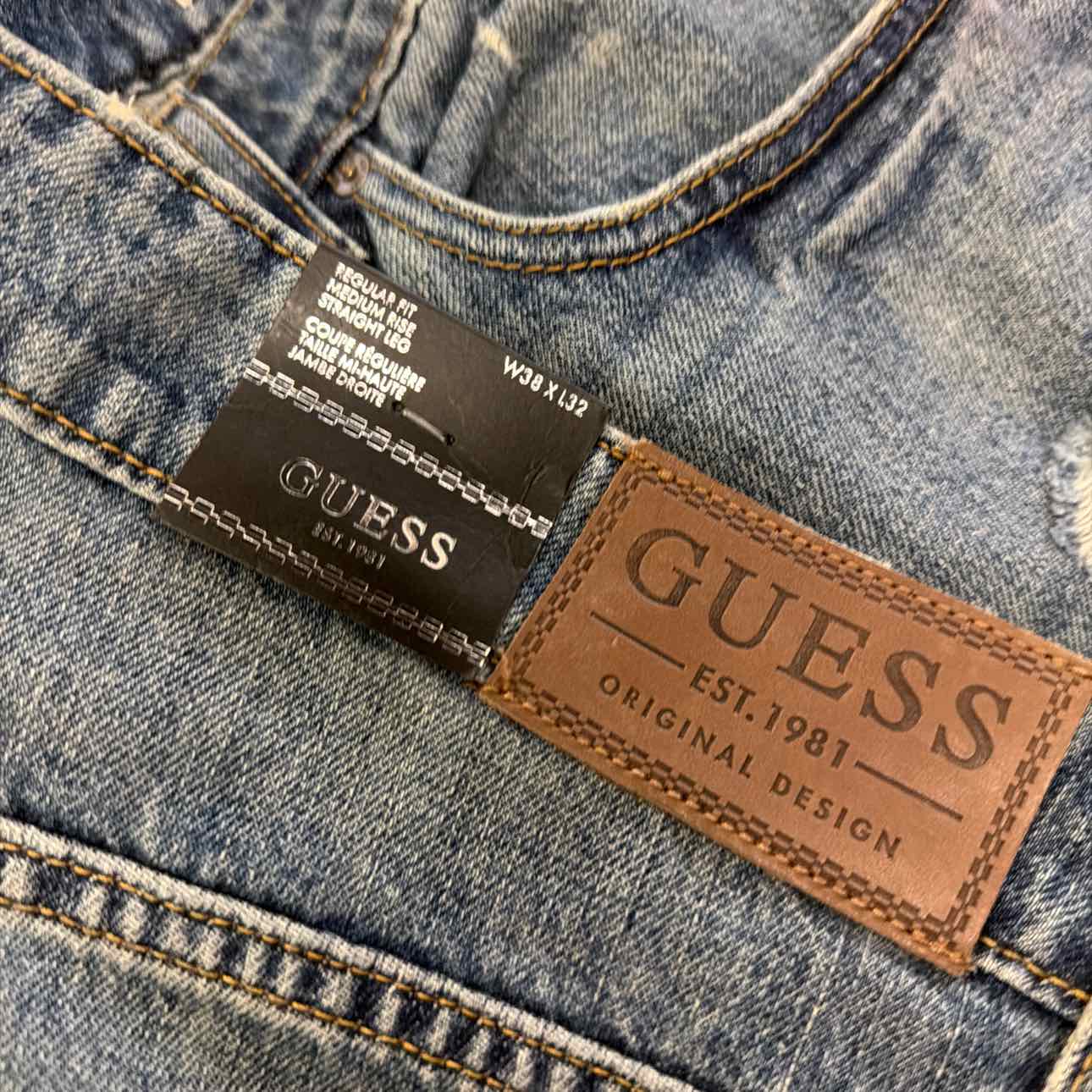 Guess Size 38x32 Blue Denim New Jeans