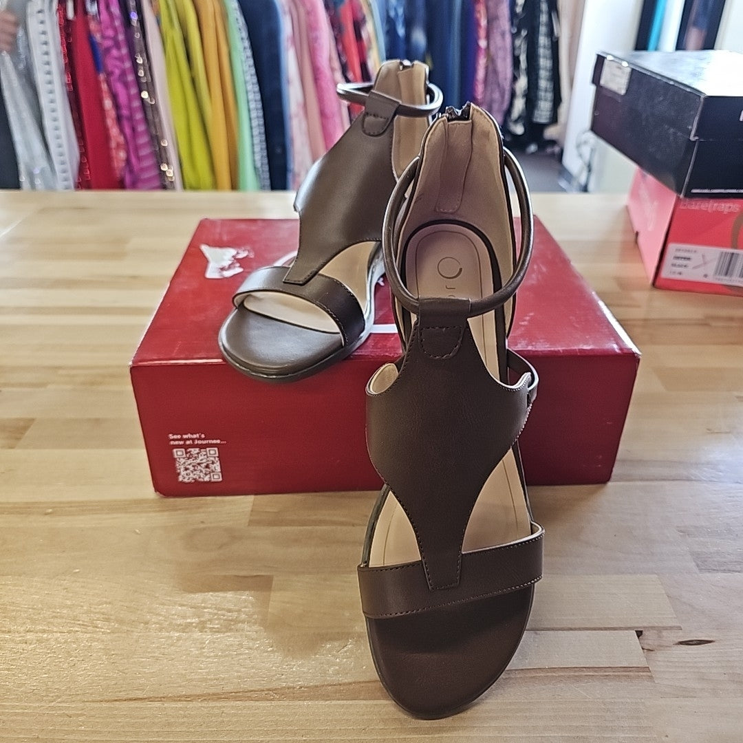 Journee Shoe Size 9 Brown Trayle Wedge Sandals NWT