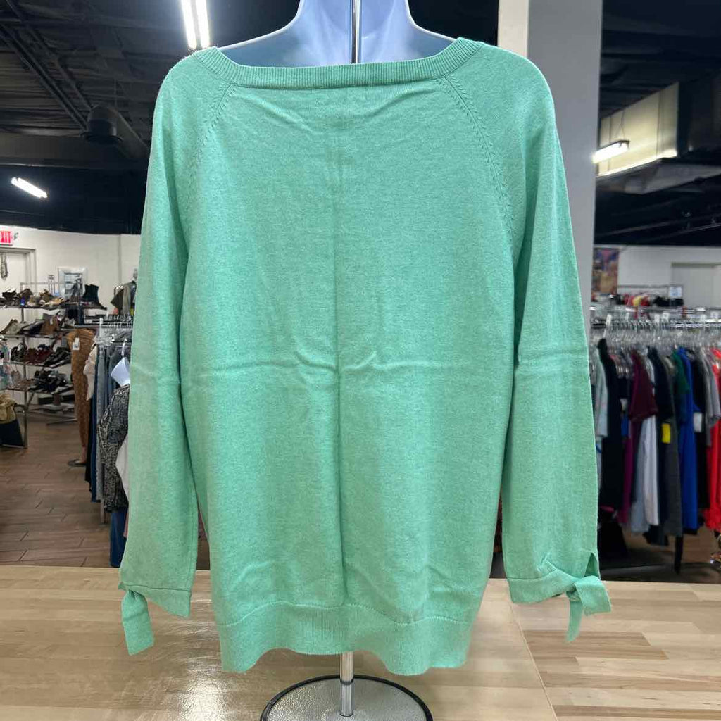 Lands End Size LP Green Knit Sweater