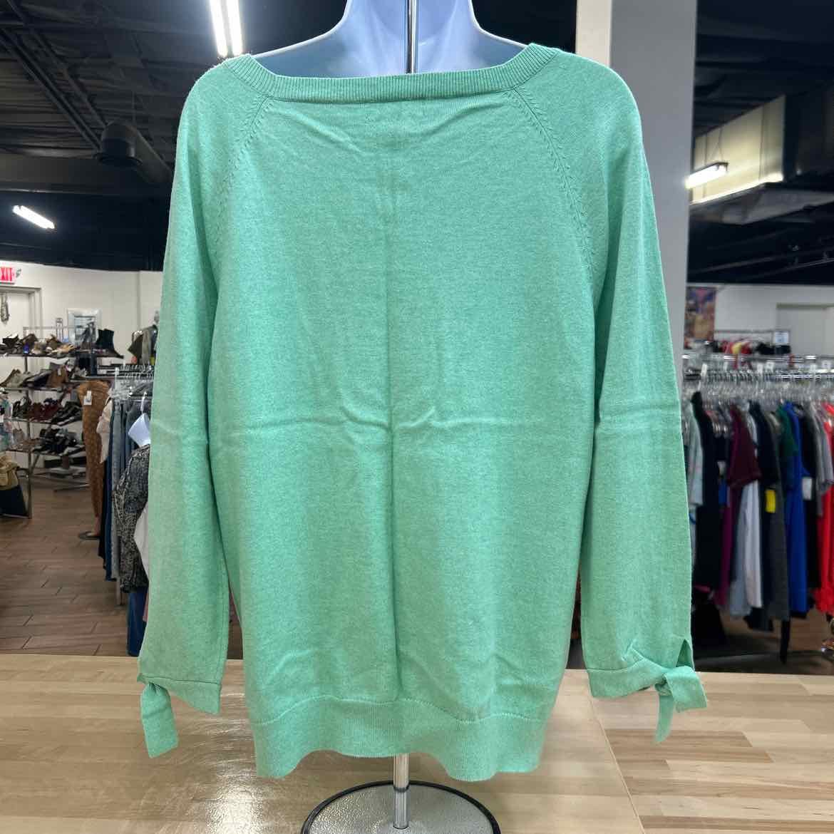 Lands End Size LP Green Knit Sweater