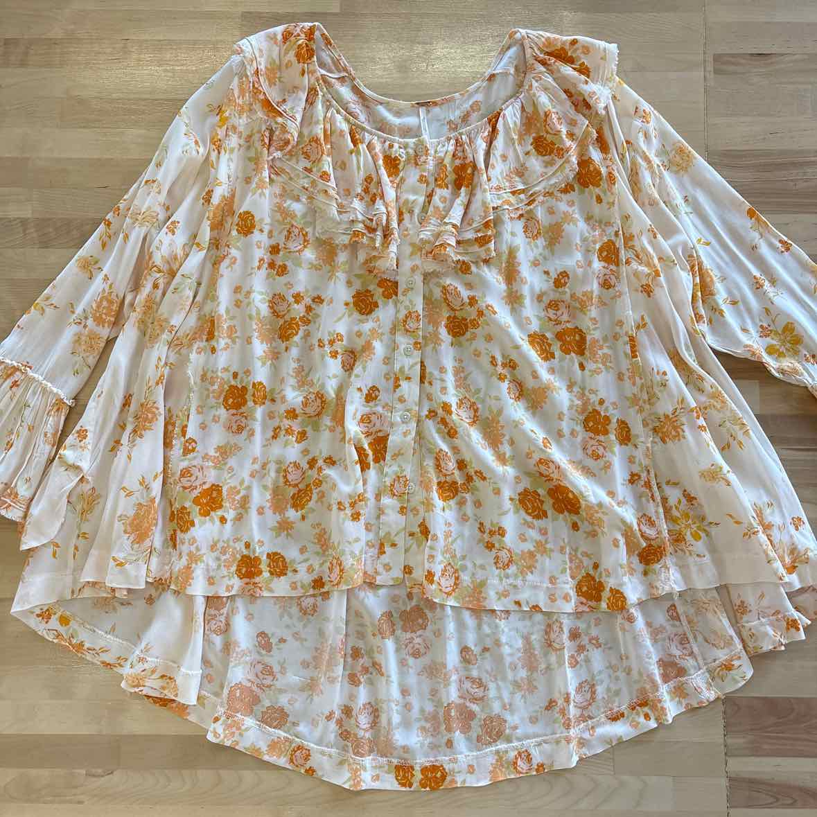 Free People Size S White/Orange Blouse