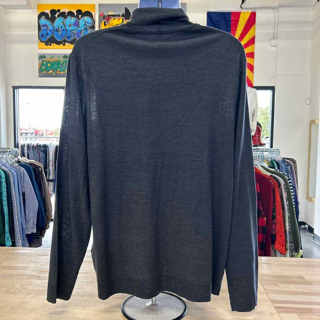 Alfani Men's Merino Wool-Blend Turtleneck Sweater - Dark Lead Heather