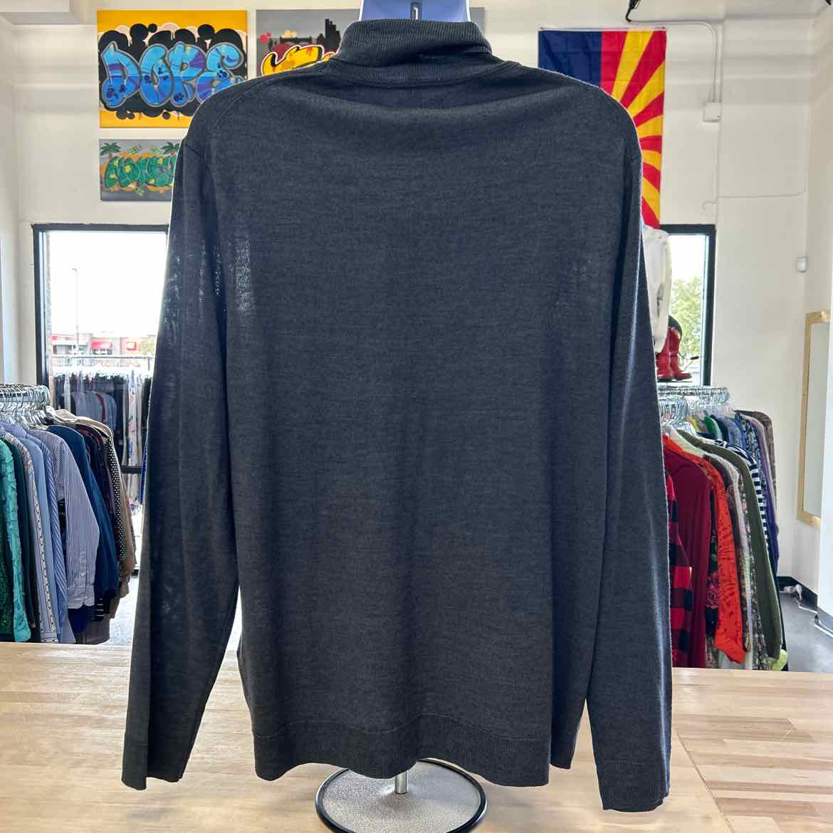 Alfani Men's Merino Wool-Blend Turtleneck Sweater - Dark Lead Heather
