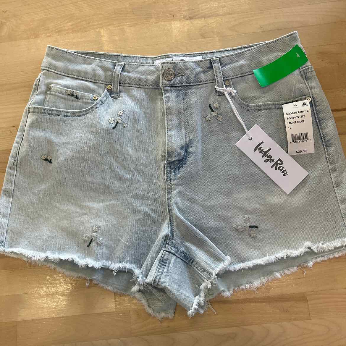 Indigo Rein Juniors' Embroidered Floral Frayed-Hem Denim Shorts - Light Blue