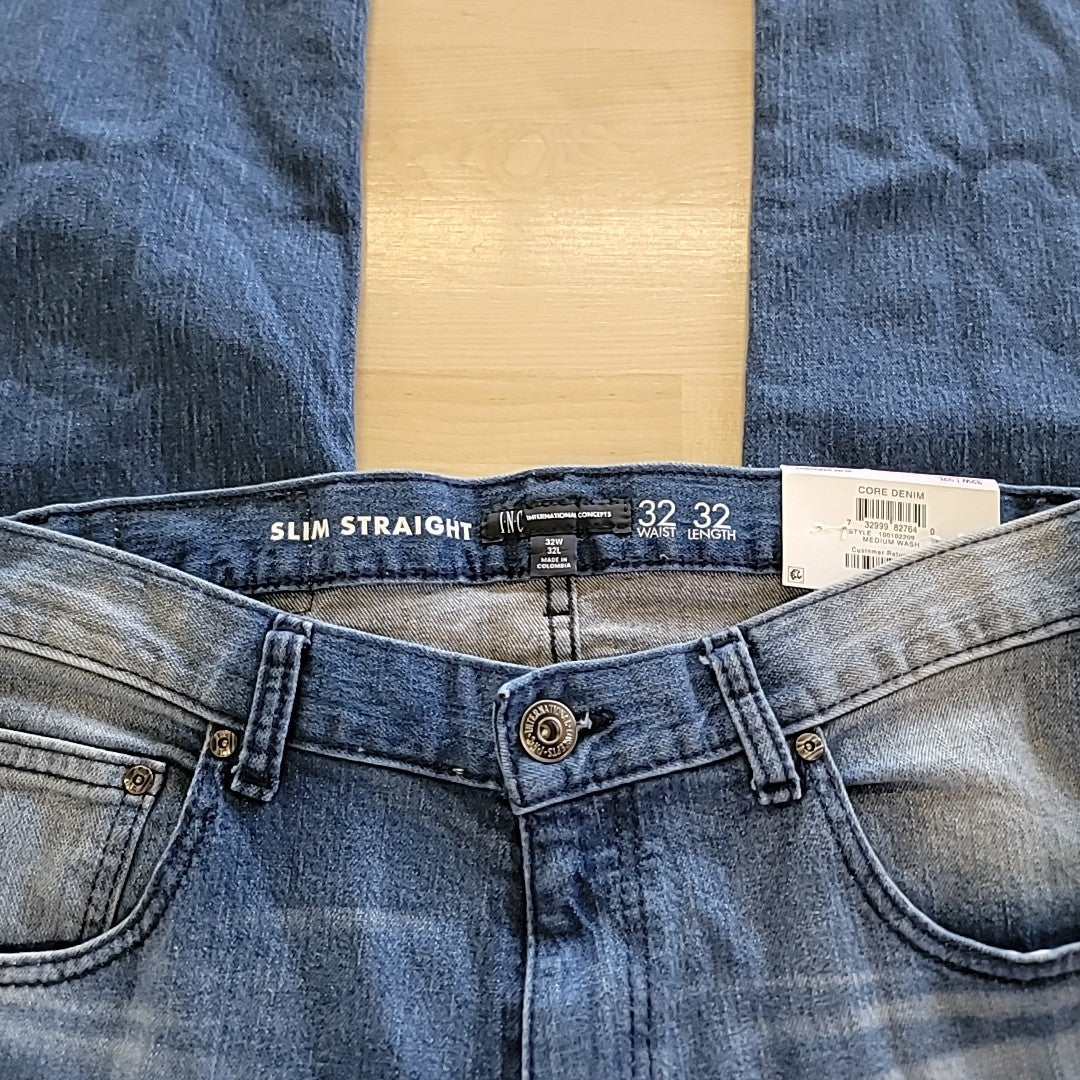 INC Men's Size 32 Blue MENS Slim Straight-Leg Jeans