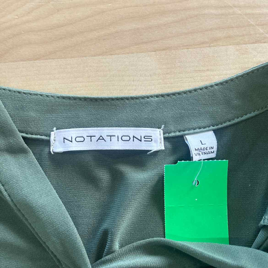 Notations Size L Green Preloved Blouse LS