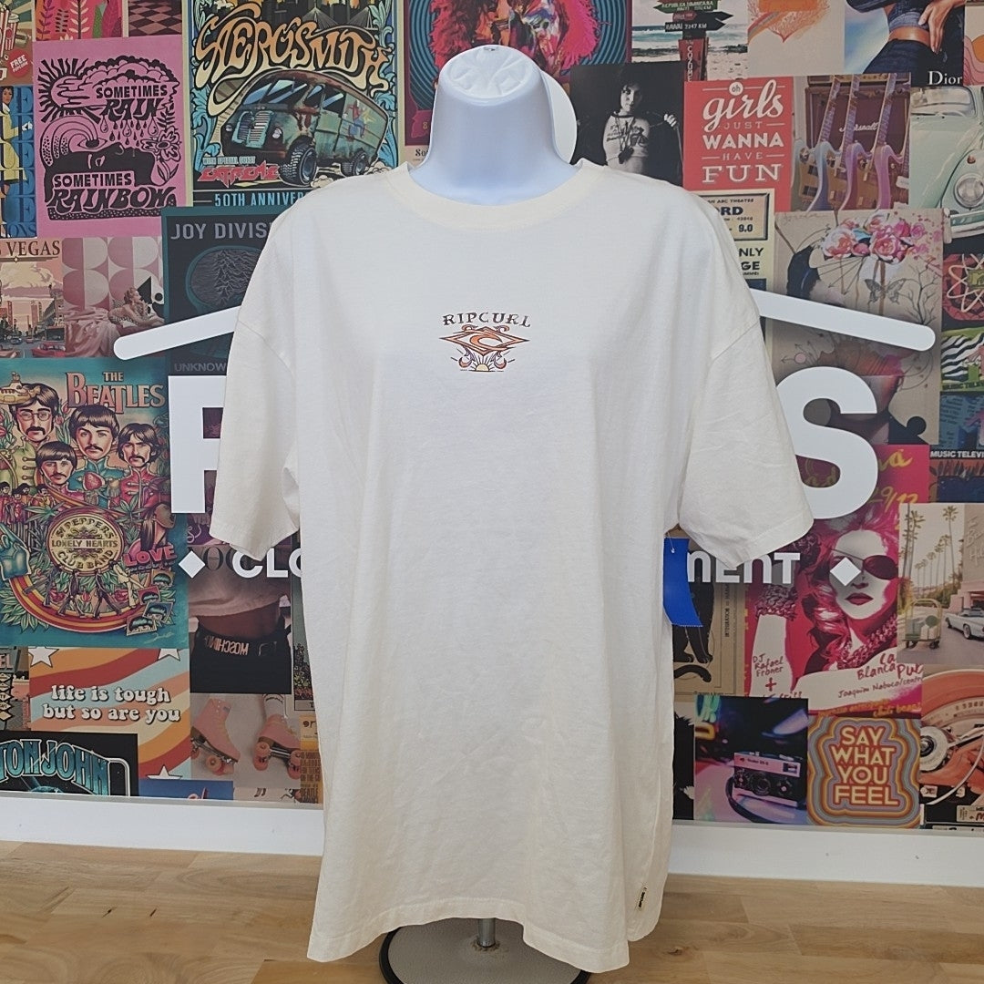 Rip Curl Size XS Cotton Butterfly Crewneck T-Shirt - Bone