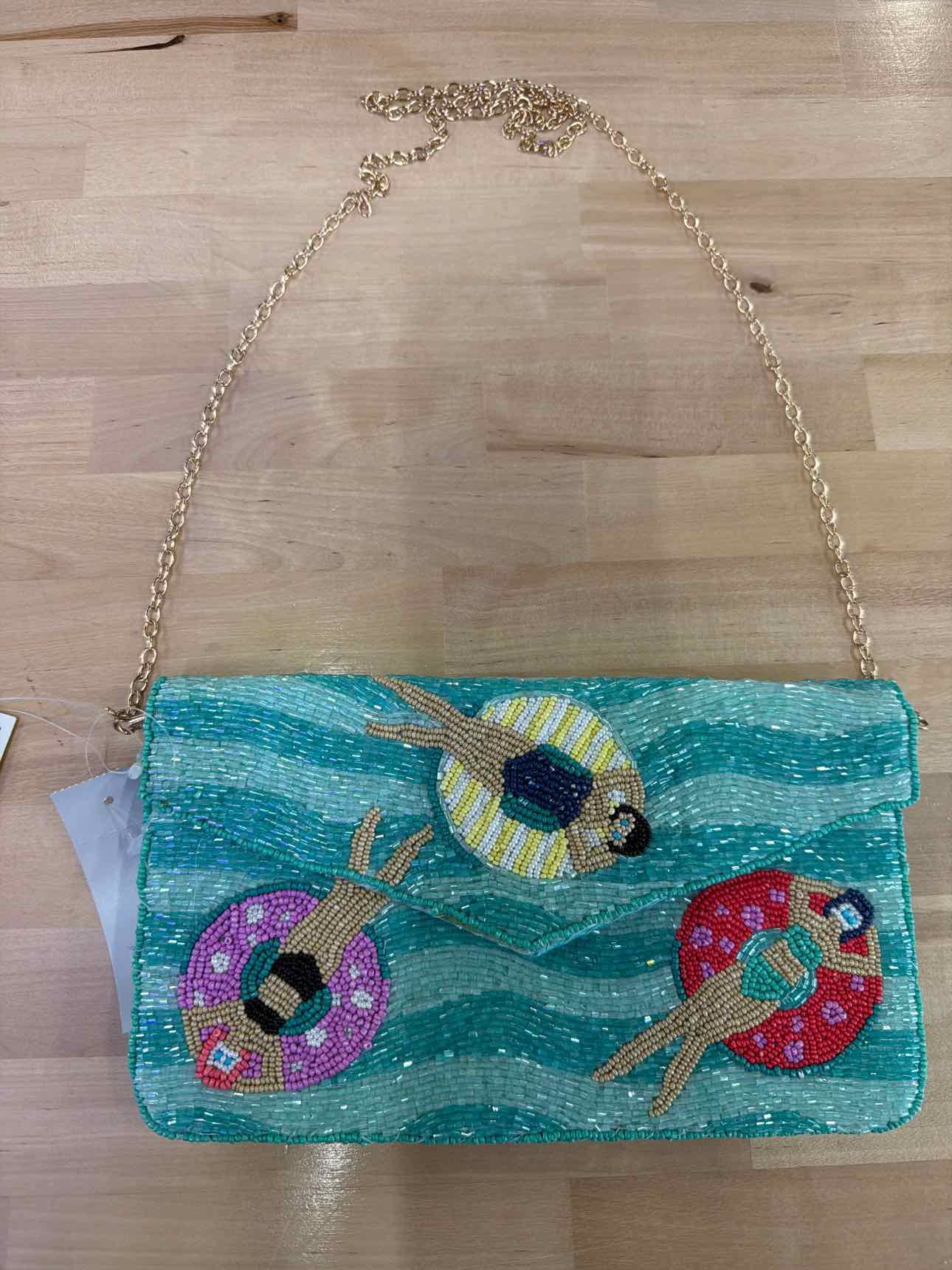 On 34th Blue Beaded Crossbody