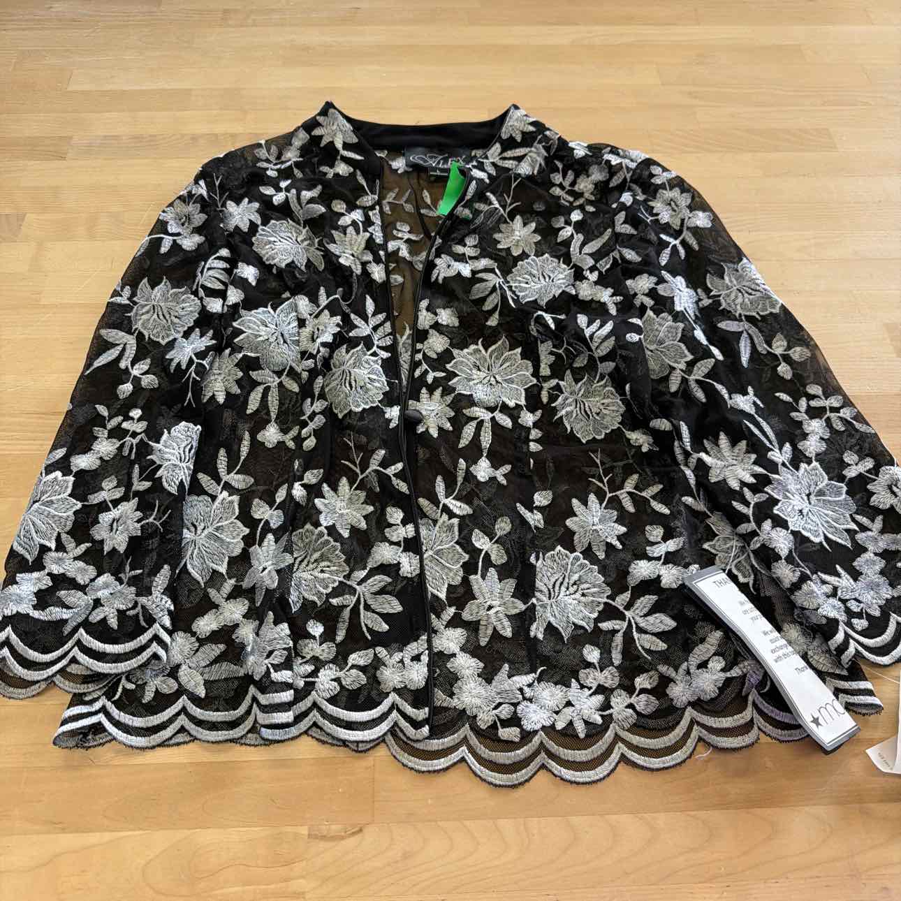 Alex Evenings Women's 2-Pc. Embroidered Twinset - Black Silver