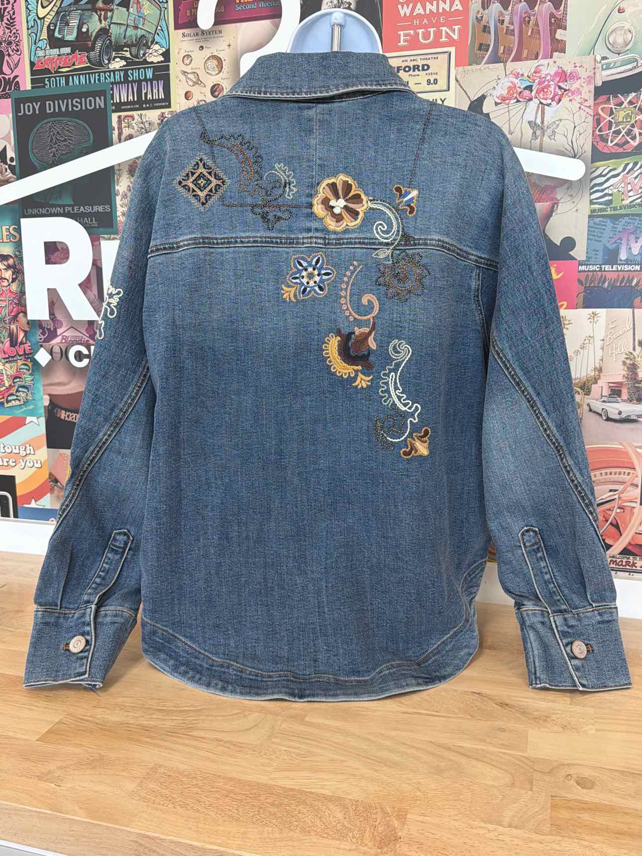 Chico's Size 2 Blue Denim Preloved Jacket