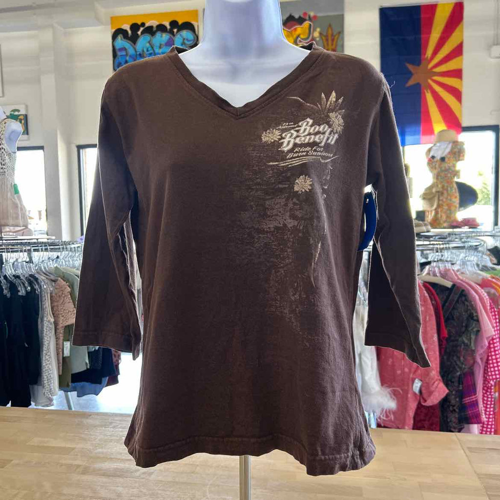 LAT Size S Brown Cotton Preloved T-Shirt LS