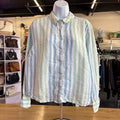 Talbots Size LP White Blue Green Preloved Button Down LS