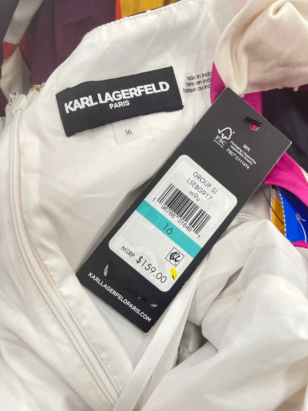 Karl Lagerfeld Paris Women's Geo-Print MIDI Dress - Cream/wine Multi