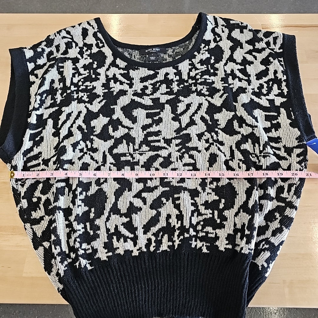 Nine West Size L BLACK & WHITE Shirt
