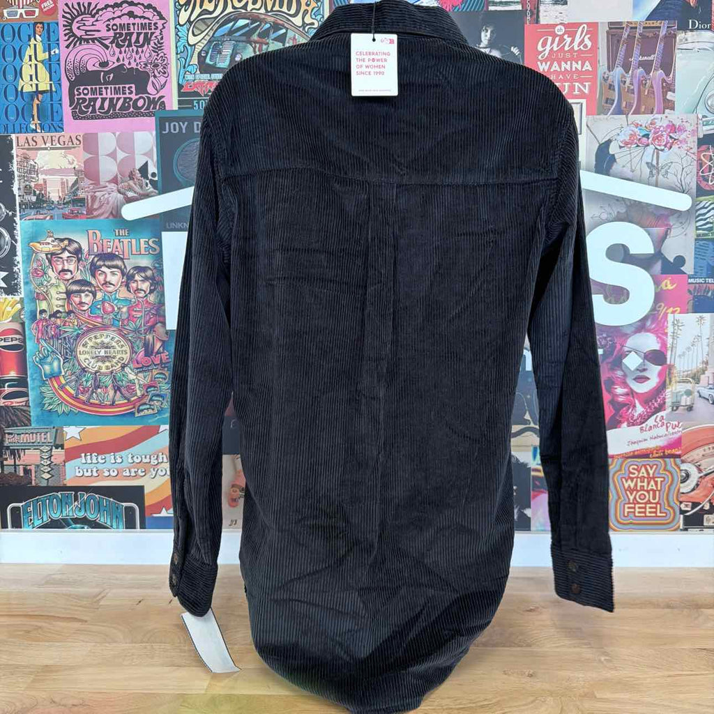 Roxy Size XS Corduroy Button-up Shirt W/Pockets Black