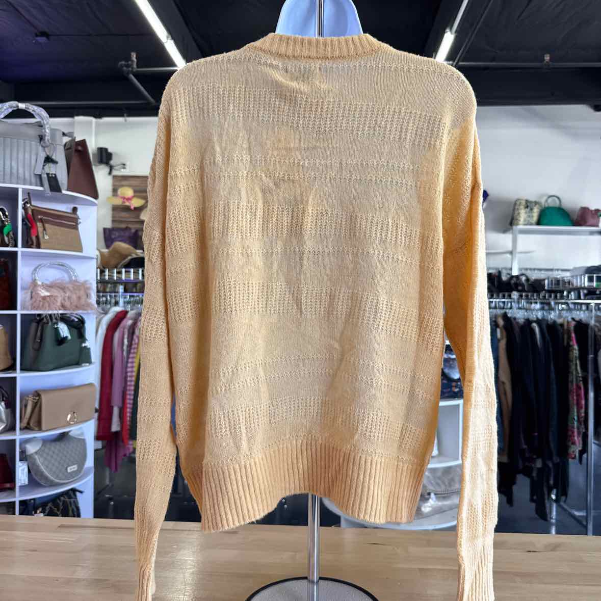 Frank and Oak Women's Openknit Stripe Crewneck Long-Sleeve Sweater