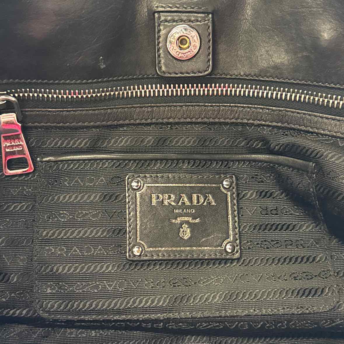 Prada Medium Nero 2 Way Black Leather Tote Handbag
