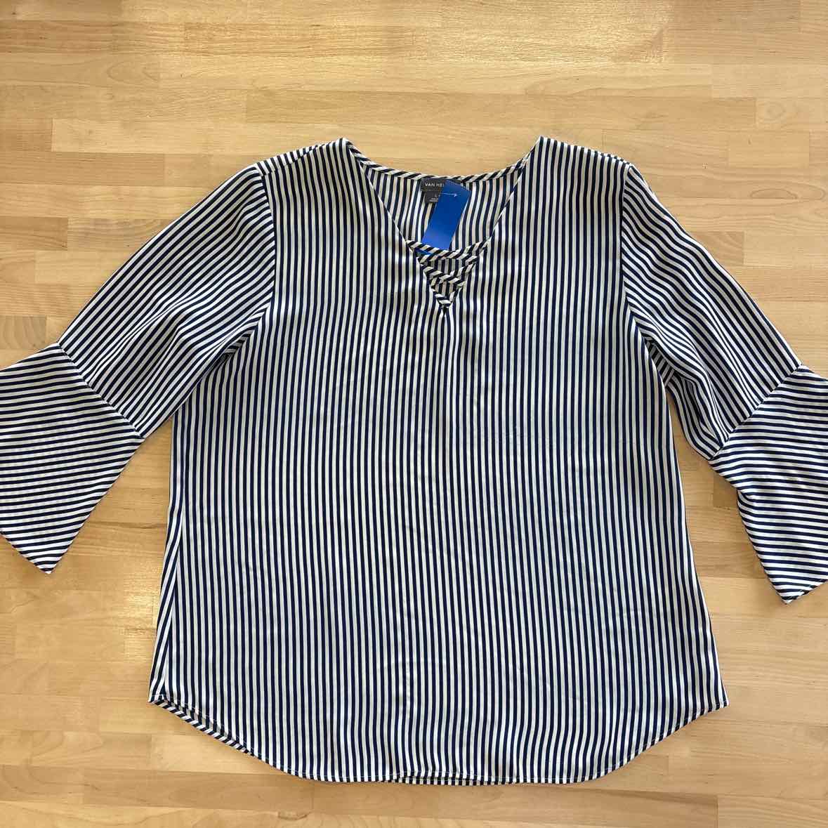 Van Huesen Size L Blue & White Blouse