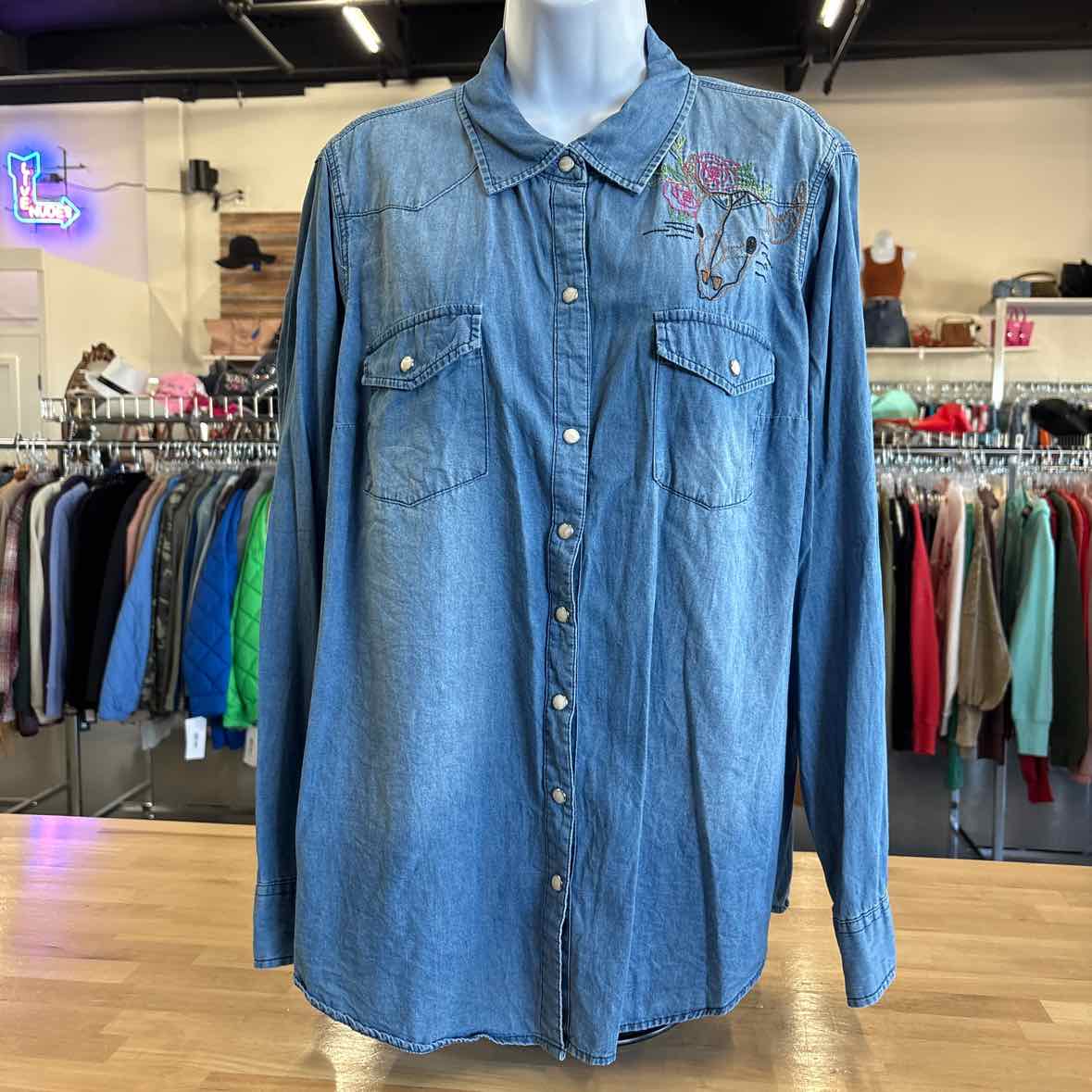 Torrid Size 0 Blue Button Down Shirt