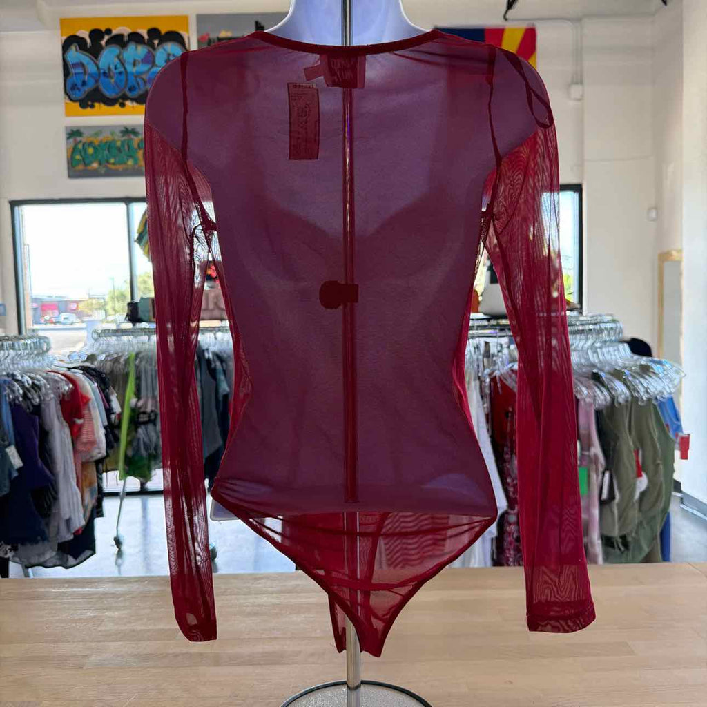Princess Polly Size 4 Red Mesh Preloved Bodysuit