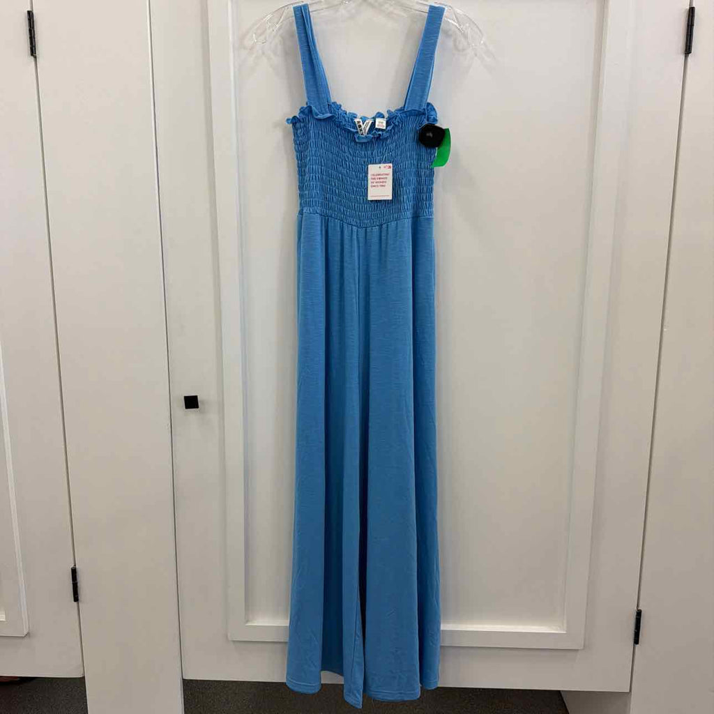 Roxy Just Passing by Smocked Jumpsuit - Azure Blue