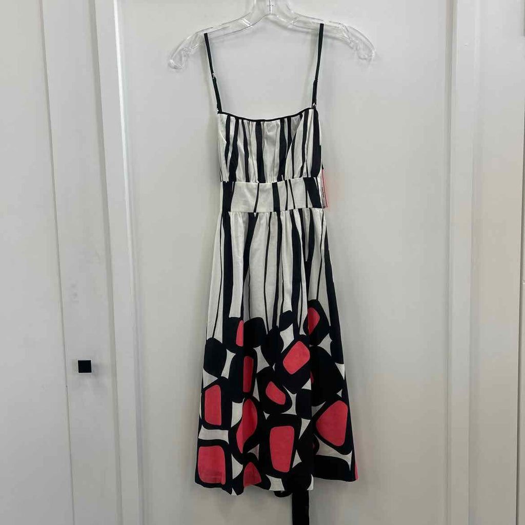 Claude Brown Size 8 White Black Pink Preloved Dress