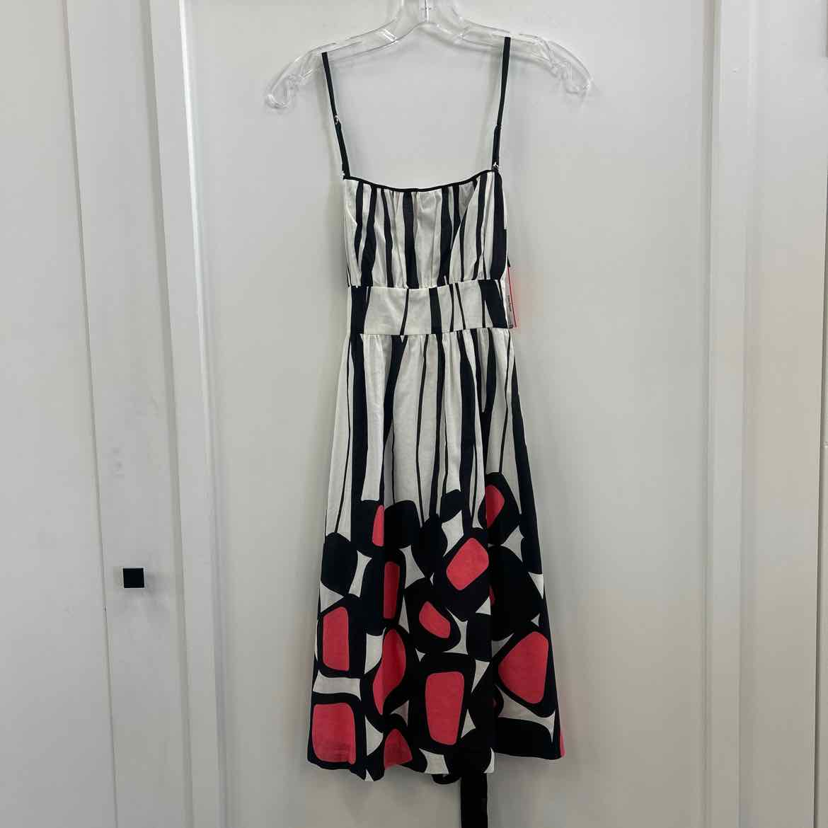 Claude Brown Size 8 White Black Pink Preloved Dress