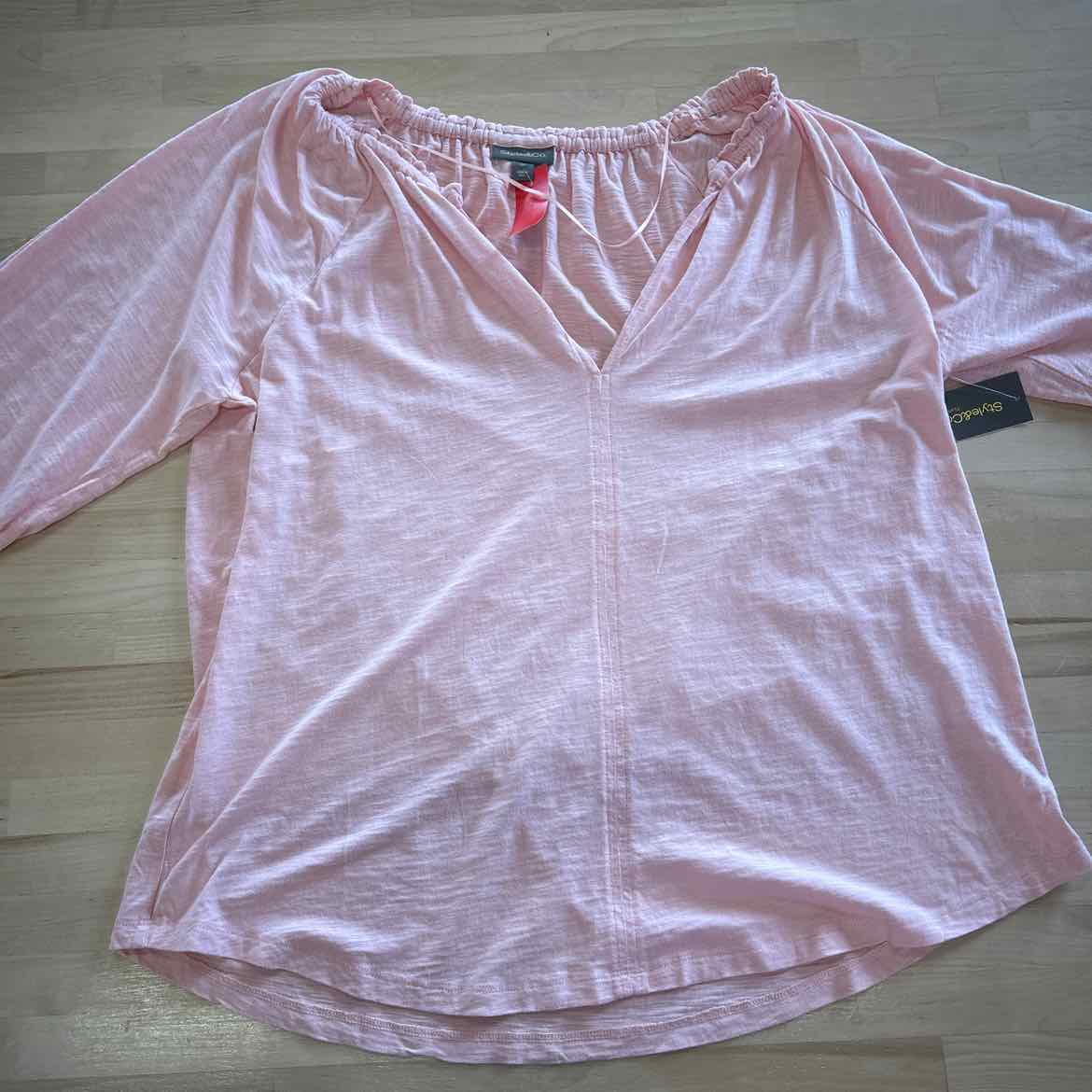 Style & Co Plus Size Solid Gathered V-Neck Top