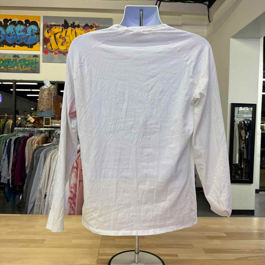 GYMSHARK Size L White MENS Athletic Long Sleeve