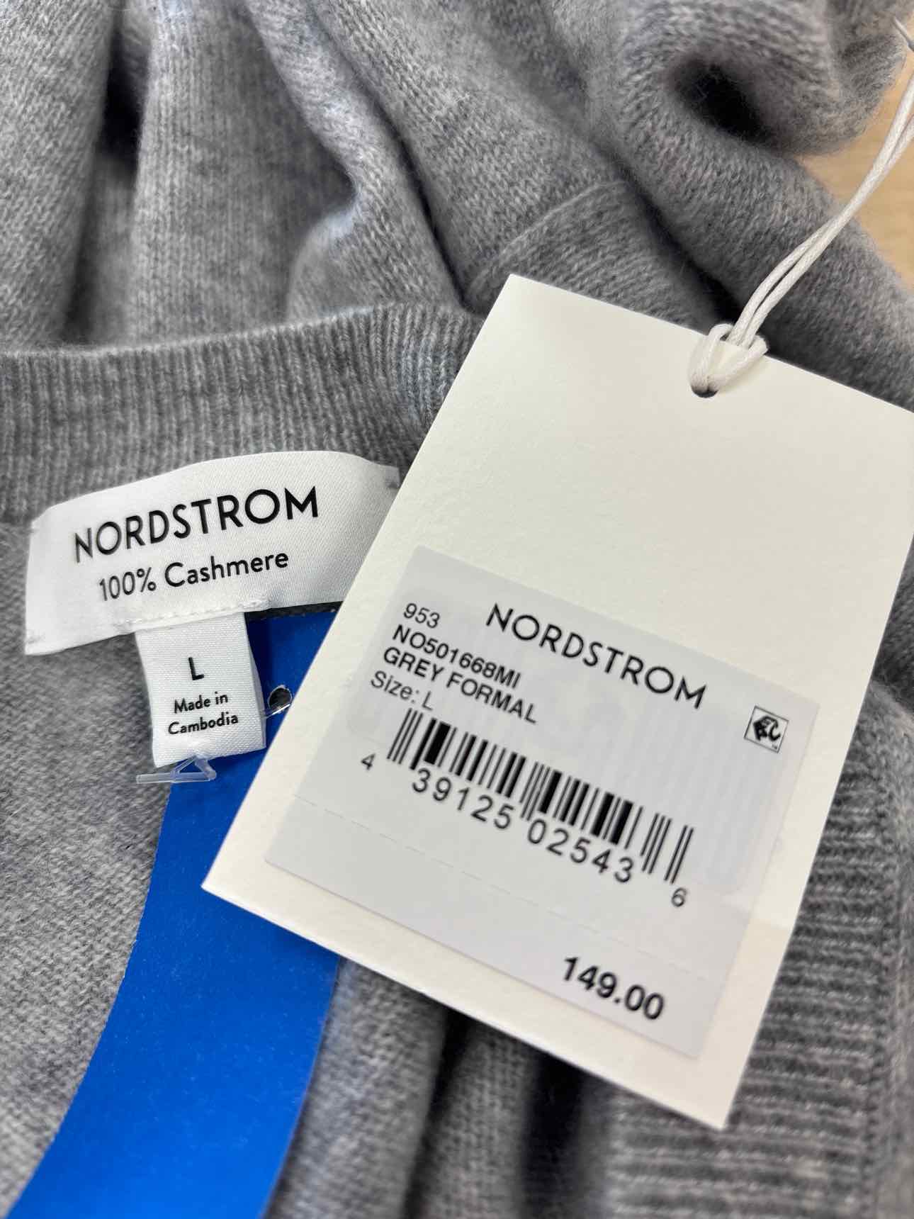Nordstrom Rack Size L Gray Cashmere New Sweater