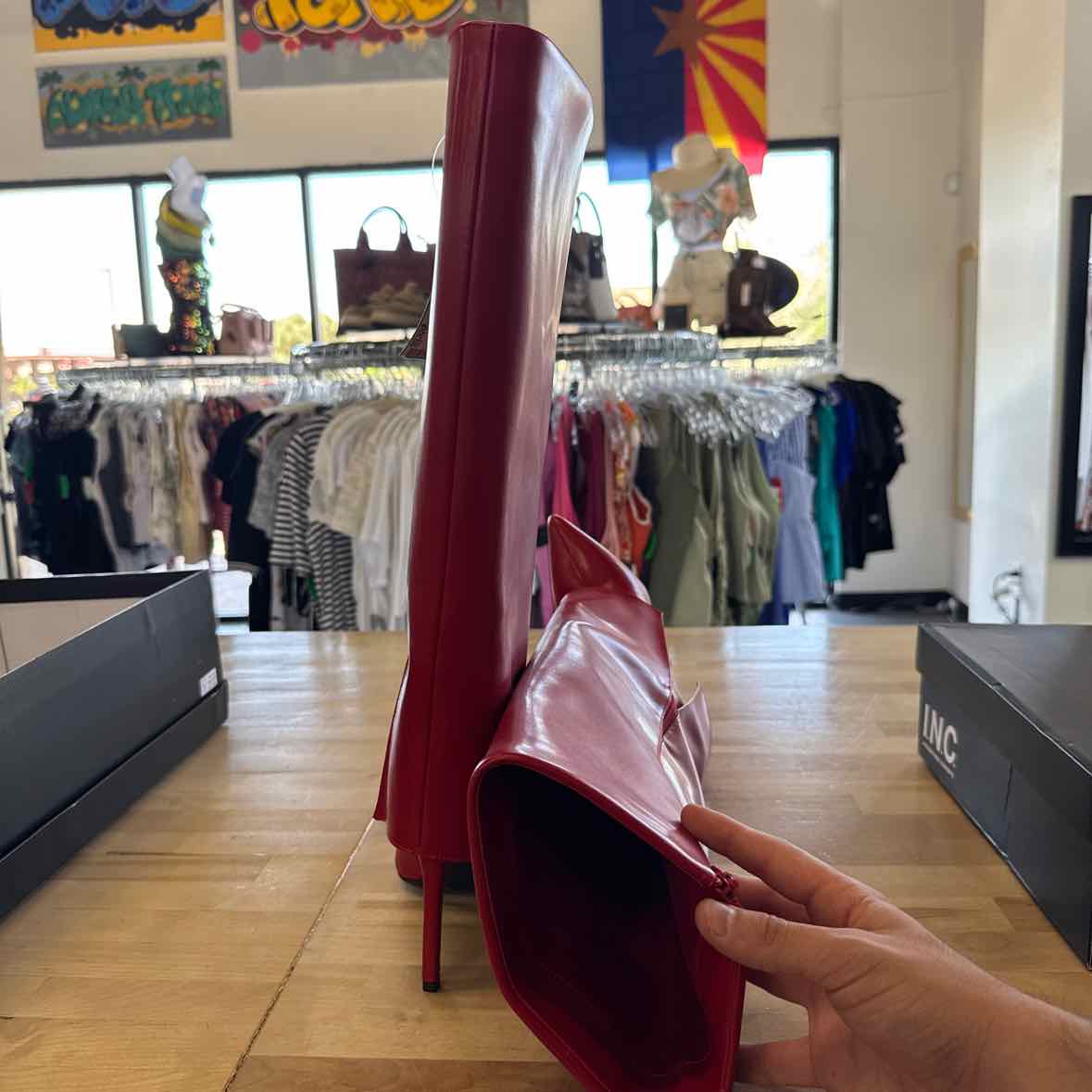 I.N.C. International Concepts Skylar Cuff Dress Boots Red Smooth 6.5M